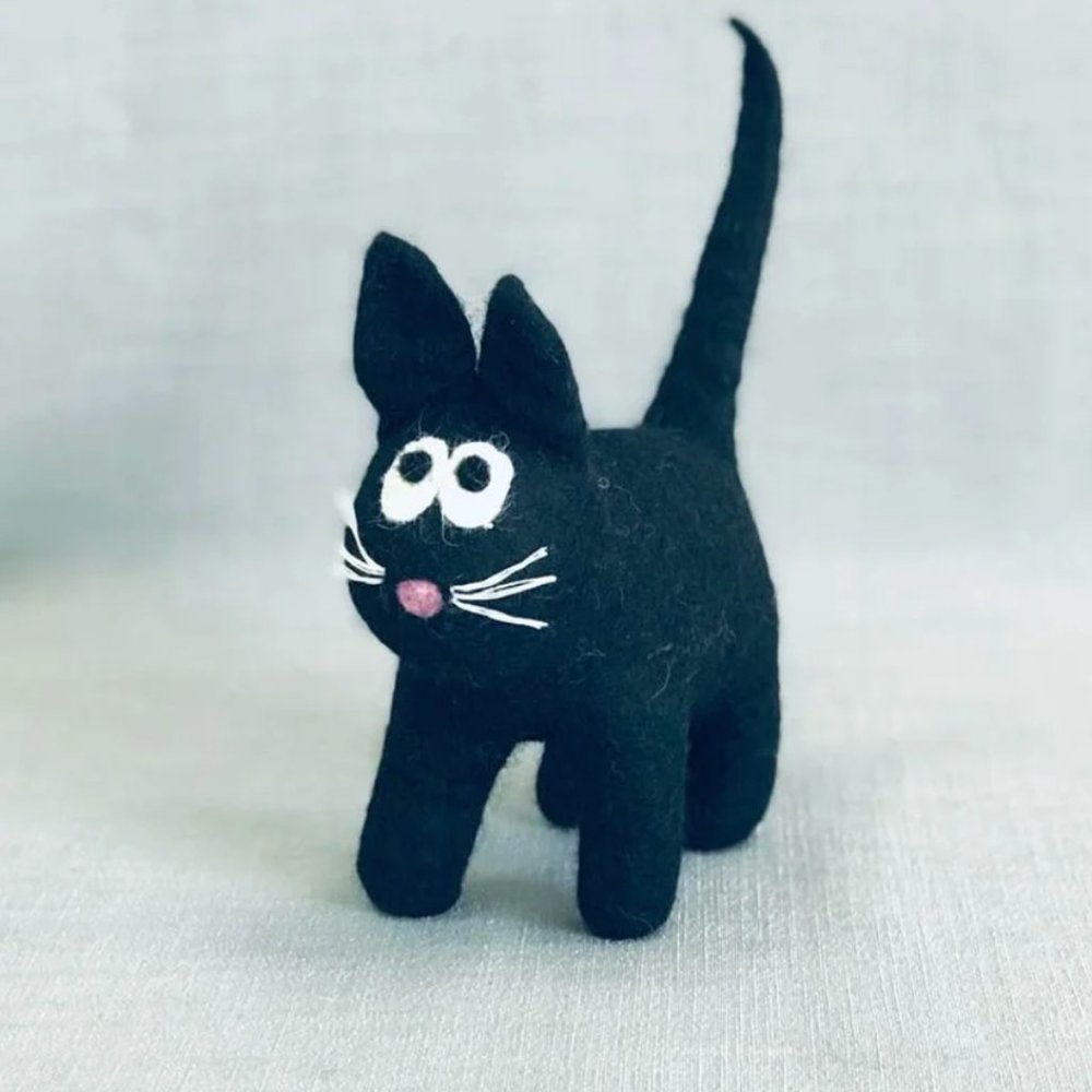 NWT Black Cat Doll made from Felted Wool